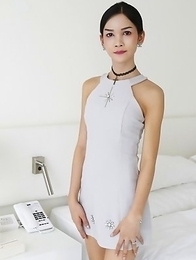 21yo busty Thai shemale Mickey gets a full facial from white tourists cock